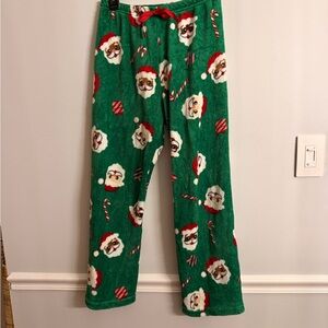 Women's Green Santa Print Pajama Pants